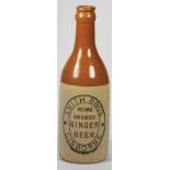 Stoneware Ginger Beer Bottle Advertising, SMITH BROS GISBORNE, Barnett Foster maker, crazing, Very