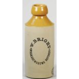 Stoneware Ginger Beer Bottle Advertising W BRIGHT WHAKAREWAREWA ROTORUA, Barney Foster maker,
