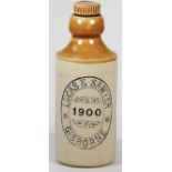 Stoneware Ginger Beer Bottle Advertising, LUCAS & SAWYER GISBORNE 1900, light wear to rim edge, Very
