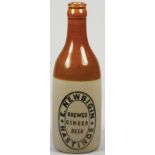 Stoneware Ginger Beer Bottle Advertising, E NEWGIGIN BREWED GINGER BEER HASTINGS, Bourne 24 maker,