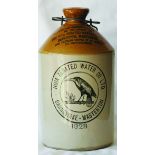 1 Gallon Stoneware Jar advertising, THE HUIA AERATED WATER CO DANNIVERKE-MASTERTON 1928 Huia bird