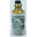 Stoneware Ginger Beer Bottle Advertising, A E KEMP GORE Elephant tm, Bourne 0 maker, minor