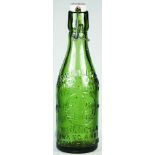 Lightning Stopper Soft Drink bottle, Green, advertising THOMSON LEWIS WELINGTON WANGANUI PETONE &