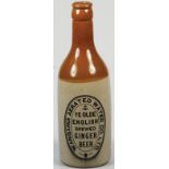 Stoneware Ginger Beer Bottle Advertising, WANGANUI AERATED WATER CO, Bourne 29 maker, Very Good