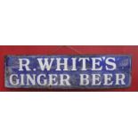 Original 20th c vintage metal and enamel advertising sign ' R Whites Ginger Beer' 54ins W x 14ins H