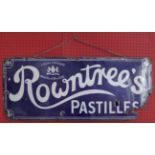 Original 20th c vintage metal and enamel advertising sign 'Rowntrees Pastilles' with Royal Warrant