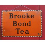 Original 20th c vintage metal and enamel advertising sign 'Brooke Bond Tea' 30ins W x 20ins H