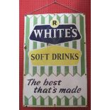 Original 20th c vintage metal and enamel advertising sign 'R.Whites Soft Drink The Best Thats