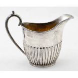 Victorian period HM Silver reeded milk jug by John Round & Sons Sheffield c. 1898 5ins x 4ins (