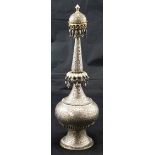Early 20th c Eastern silver bulbous shaped incense burner decorative animal droplets to neck with