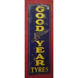 Original 20th c vintage metal and enamel advertising sign 'Goodyear Tyres' marked Franco Signs