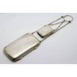 Early 20th c HM Silver cigarette case Chester c. 1912 plus matching HM Silver vesta all on link