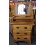 19th c Victorian satinwood Art Nouveau design gents dressing chest with upstand mirror wotnot