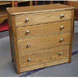 Original 1930's Art Deco oak four drawer graduated chest with brass knob handles upcycled by JD