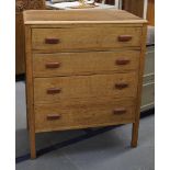 Original 1930's four drawer oak chest on straight legs with wood handles upcycled by J D Designs