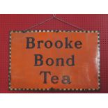 Original 20th c vintage metal and enamel advertising sign 'Brooke Bond Tea' 30ins w x 20ins H