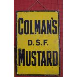 Original 20th c vintage metal and enamel advertising sign 'D.S.F. Mustard' 36ins H x 24ins W