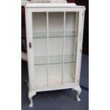 Edwardian mahogany painted display cabnet integral glass shelves on pad feet upcycled by JD
