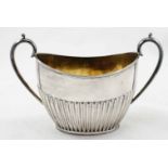 Victorian period HM Silver two handled reeded sugar bowl by John Round & Son Sheffield c. 1898