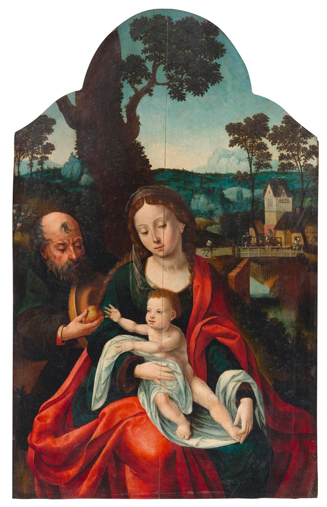 Workshop of COECKE VAN AELST, PIETER (Aalst 1502 - 1550 Brussels) The Holy Family in a landscape.