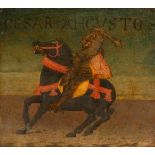 FLORENCE, CIRCA 1460 Lateral panel from a cassone, with a Roman hero: Kaiser Augustus. Tempera on