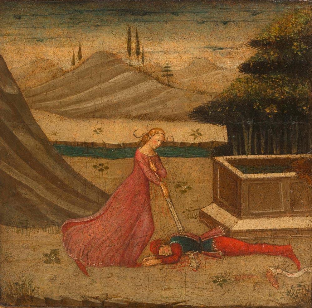 FLORENCE, CIRCA 1450 Lateral panel from a cassone with scene from Ovid’s Metamorphoses: Pyramus