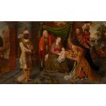 ANTWERP, END OF THE 16TH CENTURY Adoration of the Kings. Oil on panel. 44 x 75 cm.   Provenance: -