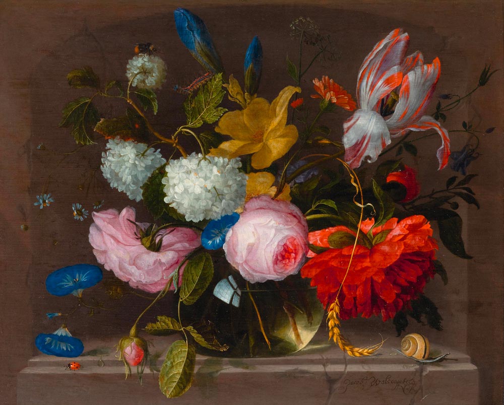 WALSCAPELLE, JACOB VAN (Dordrecht 1644 - 1727 Amsterdam) Still life of flowers in a vase on a