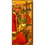 GERMAN SCHOOL, END OF THE 15TH CENTURY The beheading of Saint James.  Oil on panel. 78 x 36.2