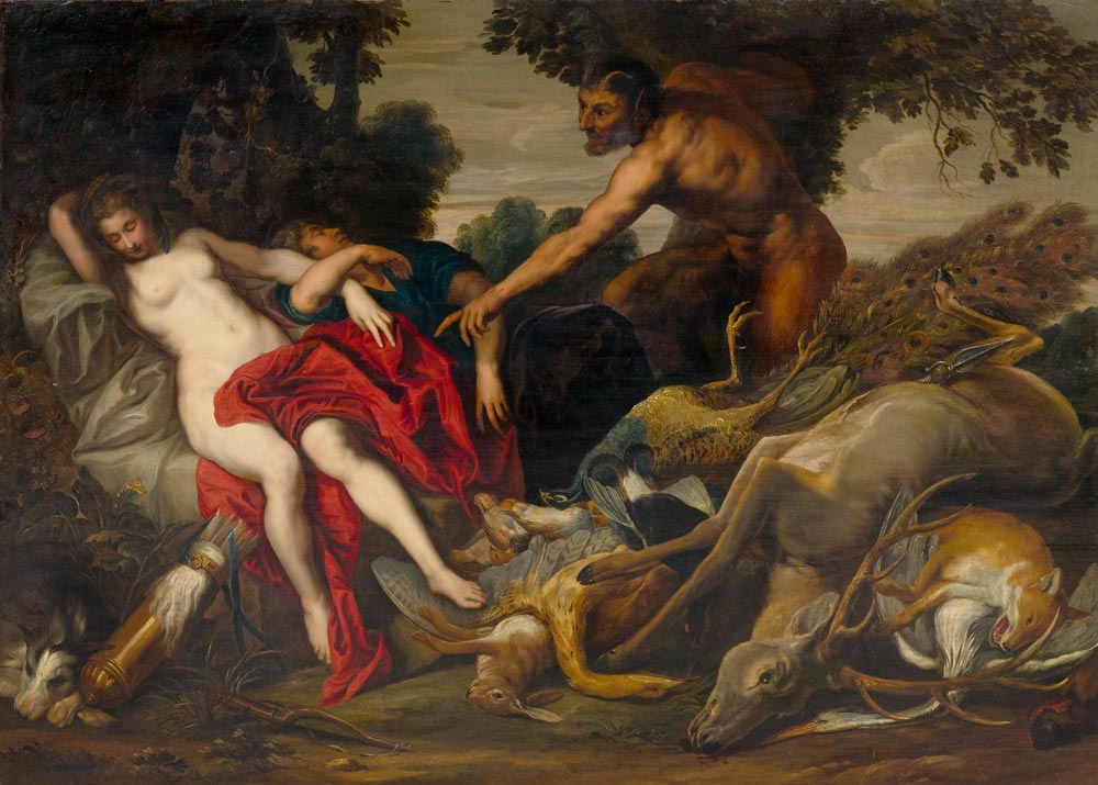 (COPY AFTER) ANTHONIS VAN DYCK (Antwerp 1599 - 1641 London) Diana Sleeping with a Satyr Approaching.