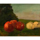 COURBET, GUSTAVE (Ornans 1819 - 1877 La Tour-de-Peilz) Still life with apples. 1871. Oil on