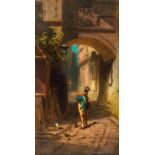 SPITZWEG, CARL (1808 Munich 1885) The watch. Circa 1860. Oil on board. Verso with monogram and