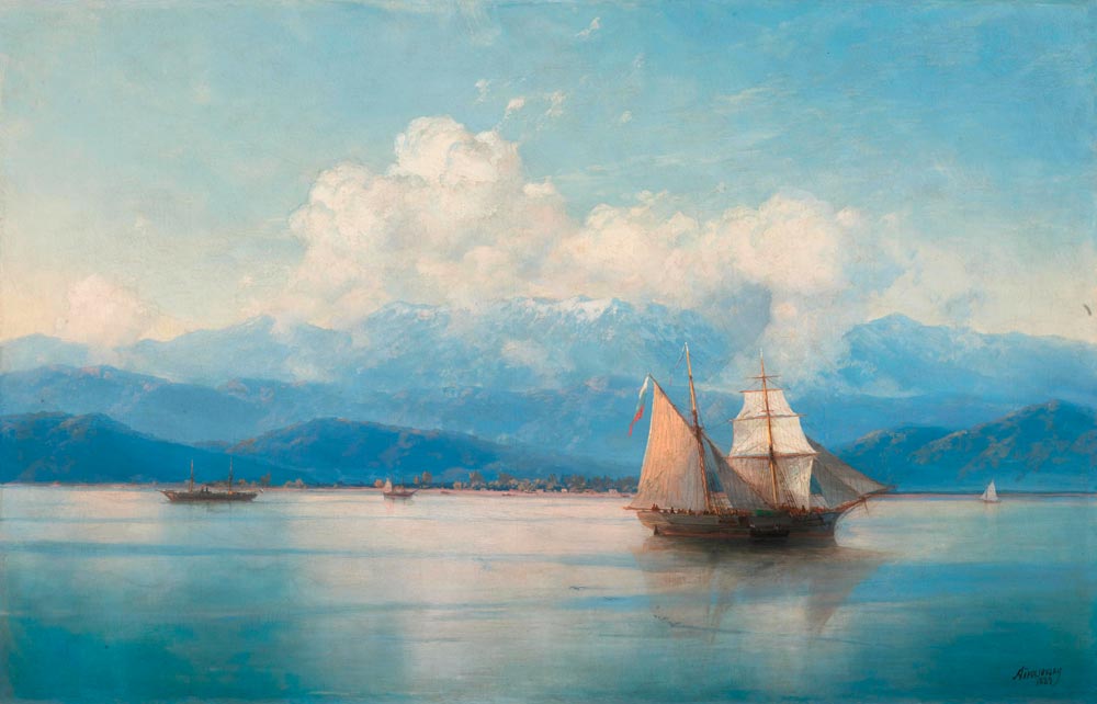 AIVAZOVSKY, IVAN KONSTANTINOVICH (1817 Feodosija 1900) Ships before the Caucasian coast. 1889. Oil