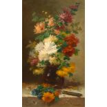 CAUCHOIS, EUGÈNE HENRI (Rouen 1850 - 1911 Paris) Still life of flowers. Oil on canvas. Signed