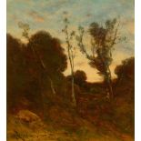 HARPIGNIES, HENRI JOSEPH (Valenciennes 1819 - 1916 in St-Privé) Forest landscape. 1900. Oil on
