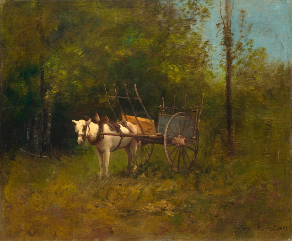 RICHET, LÉON (Solemes 1847 - 1907 Paris) Donkey with cart. 1888. Oil on canvas. Signed and dated