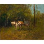 RICHET, LÉON (Solemes 1847 - 1907 Paris) Donkey with cart. 1888. Oil on canvas. Signed and dated