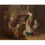 SCHLESINGER, FELIX (1833 Hamburg 1910) Visiting the doctor. Oil on canvas. Signed lower right: F.