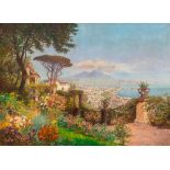 ARNEGGER, ALOIS (1879 Vienna 1963) View of Naples harbour with Vesuvius in the background.  Oil on