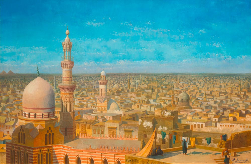 ZOMMER, RICHARD KARLOVICH (1866 Russia 1939) Vue du Cairo, la Mosqué Royale. Oil on canvas.