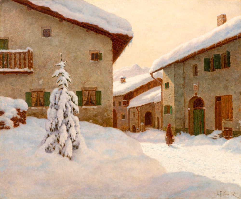 CHOULTSÉ, IVAN FEDEROVICH (St. Petersburg 1874 - 1939 Nice) Snow-covered village in the winter.