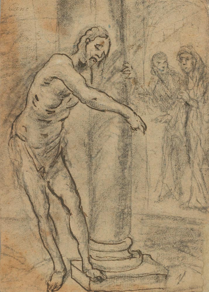 Attributed to CANO, ALONSO  (1601 Granada 1667) Christ at the column. Verso: study of an arm.