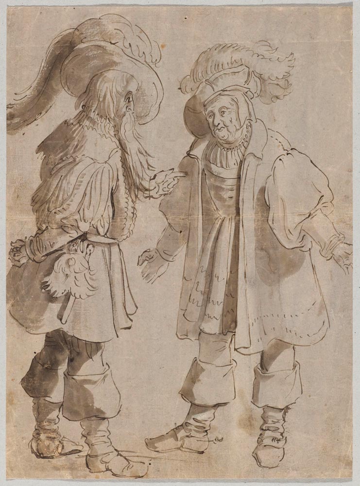 Circle of BYTEWECH, WILLEM PIETERSZ  (1591/92 Rotterdam 1624),  Two men conversing. Brown pen and