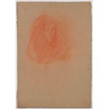 AUSTRIA, CIRCA 1900  Portrait of a young girl. Red chalk, heightened with white. On grey-green
