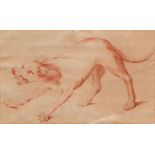 FRENCH, 18TH CENTURY  A dog baring its teeth. Red chalk. On laid paper with watermark: pot with