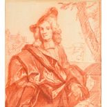 HUBER, JOHANN RUDOLF  (1668 Basel 1748) Portrait of a Bernese local mayor. Red chalk. Verso old