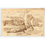 MENN, BARTHELEMY  (1815 Geneva 1893) Study of a landscape with trees. Verso further studies.