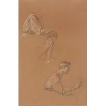 PESCHEL, CARL GOTTLIEB  (1798 Dresden 1879) 2 sheets: 1.kneeling young male nude. 2. The same,