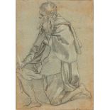 VANNI, FRANCESCO  (1563 Siena 1609) Boy kneeling. Black chalk. Summary sketches verso. Inscribed