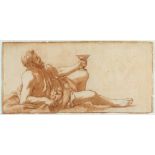 ITALIAN, 1ST HALF OF THE 18TH CENTURY  Bacchus reclining with goblet. Brown pen and brush. With